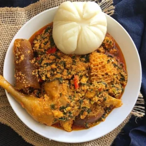 Nigerian Egusi Soup with Pounded Yam
